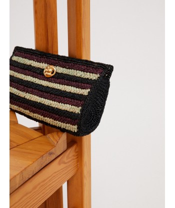 UPTOWN RAFFIA CLUTCH BAG INDIGO destockage