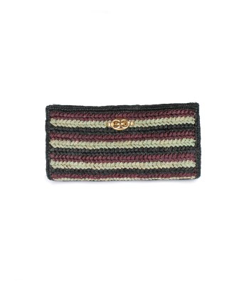 UPTOWN RAFFIA CLUTCH BAG INDIGO destockage