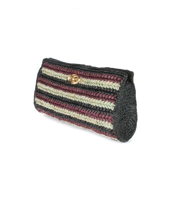 UPTOWN RAFFIA CLUTCH BAG INDIGO destockage