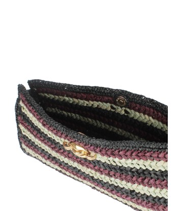 UPTOWN RAFFIA CLUTCH BAG INDIGO destockage