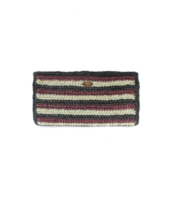 UPTOWN RAFFIA CLUTCH BAG INDIGO destockage