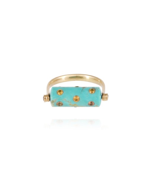 LEA TURQUOISE AND YELLOW SAPPHIRE TUBE RING de technologie