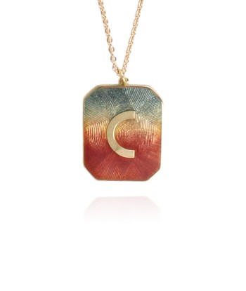 SUNSET C ENAMEL ALPHABET NECKLACE de pas cher