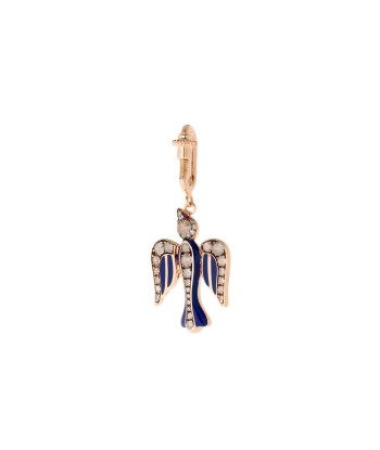 ROSE GOLD, DIAMONDS AND NAVY BLUE ENAMEL DOVE CHARM la livraison gratuite