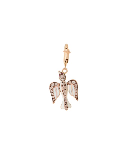 ROSE GOLD, DIAMOND AND IVORY ENAMEL DOVE CHARM Economisez 