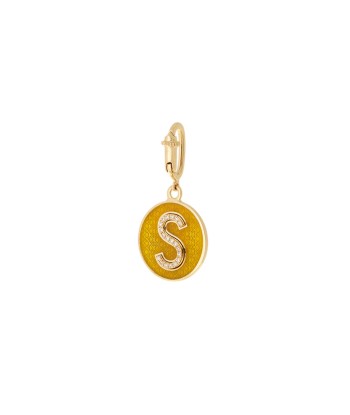 CHARM LETTER S YELLOW GOLD, DIAMONDS AND YELLOW ENAMEL pas cher 