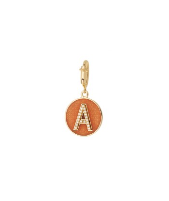 LETTER A CHARM  IN YELLOW GOLD, DIAMONDS AND ORANGE ENAMEL acheter en ligne