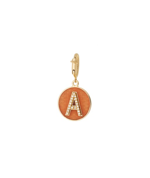 LETTER A CHARM  IN YELLOW GOLD, DIAMONDS AND ORANGE ENAMEL acheter en ligne