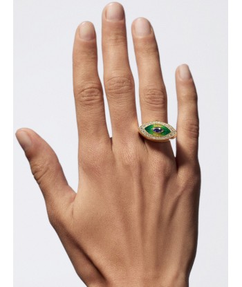 EVIL EYE METRIC GREEN RING solde