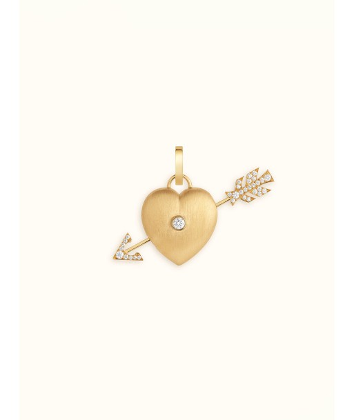 GOLD AND DIAMOND DRILLED HEART PENDANT pas cher