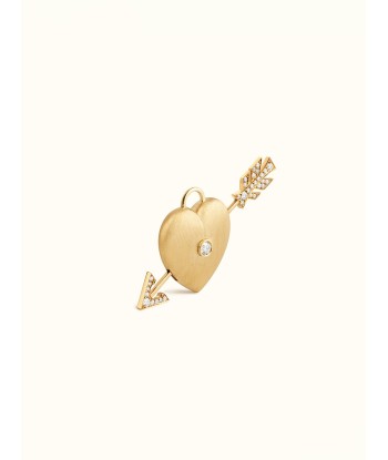 GOLD AND DIAMOND DRILLED HEART PENDANT pas cher