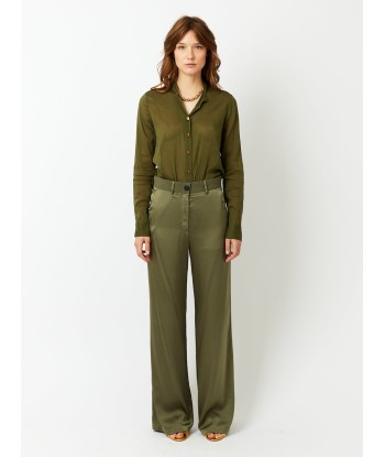 SARTORIAL PANTS IN OLIVE SILK pas cheres