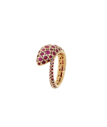 YELLOW GOLD AND RUBY BASILIK RING de pas cher