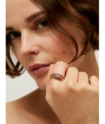 YELLOW GOLD AND RUBY BASILIK RING de pas cher