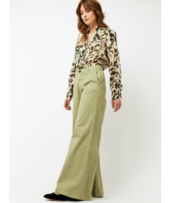 OLIVE COTTON WIDE PANTS la livraison gratuite