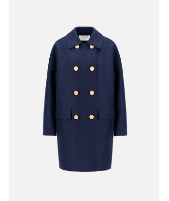 MAC PRESSED WOOL BLUE MOULINE COAT Amélioration de cerveau avec