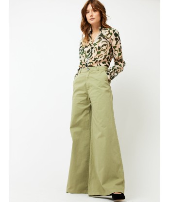 OLIVE COTTON WIDE PANTS la livraison gratuite