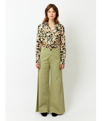 OLIVE COTTON WIDE PANTS la livraison gratuite