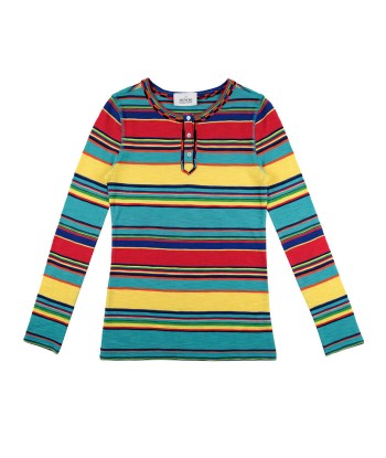 YELLOW, TURQUOISE AND RED STRIPED SKIN T-SHIRT sur le site 