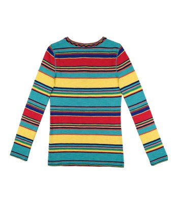 YELLOW, TURQUOISE AND RED STRIPED SKIN T-SHIRT sur le site 