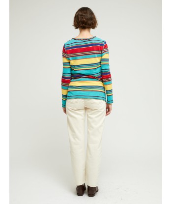 YELLOW, TURQUOISE AND RED STRIPED SKIN T-SHIRT sur le site 