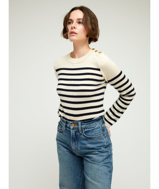 THEO STRIPED SWEATER ANTIQUE WHITE & NAVY les ligaments