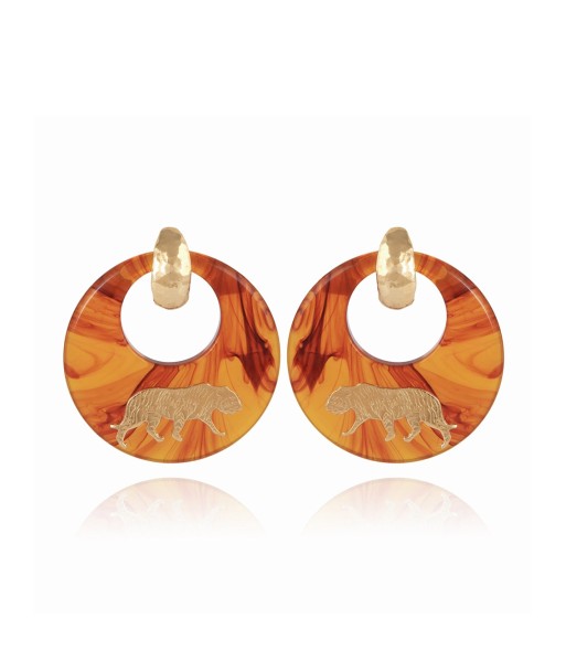 BOUCLE D'OREILLE TIGRE ACETATE OR soldes