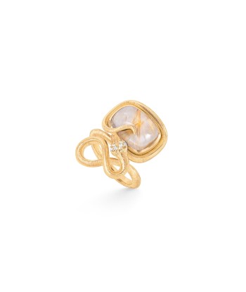 BAGUE SERPENT 18K QUARTZ RUTILE pas chere