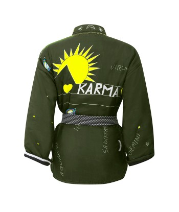 KIMONO KARMA EN SOIE KAKI la livraison gratuite