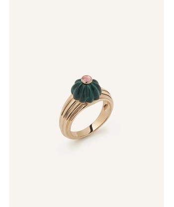 BAGUE GELATO OR ROSE MALACHITE ET TOURMALINE 2024