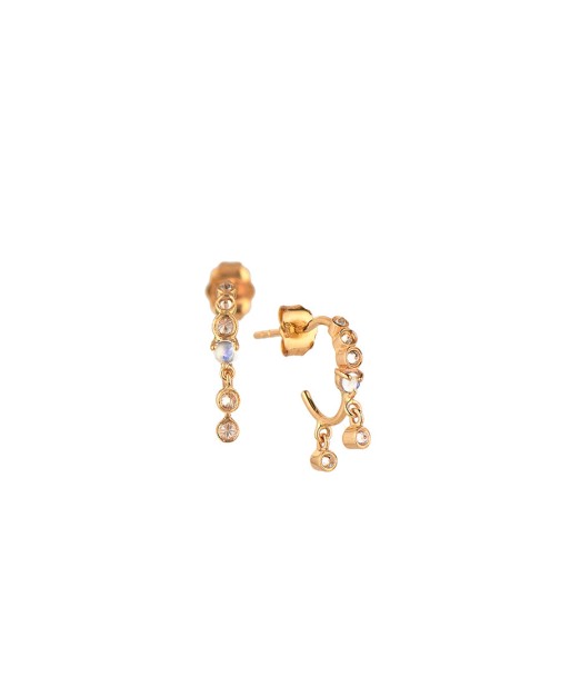 BOUCLE PIERRE DE LUNE DIAMANT 14K basket pas cher