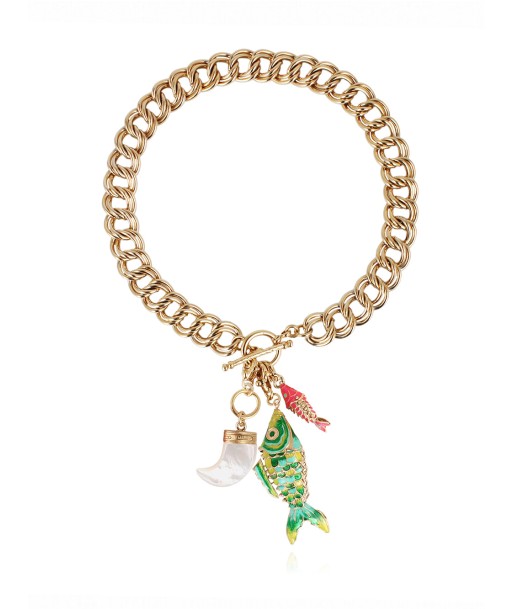 COLLIER AZURE CHARMS FLASH VERT brillant des détails fins