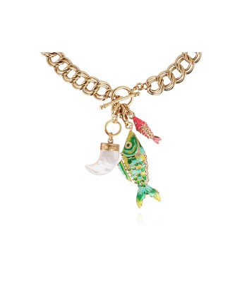 COLLIER AZURE CHARMS FLASH VERT brillant des détails fins