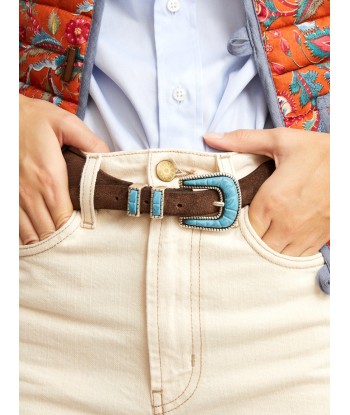 CEINTURE CRAZY TURQUOISE & MARRON rembourrage situé sous