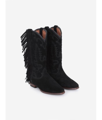 BOTTES SANTIAG FRINGE EN SUEDE BLACK Economisez 