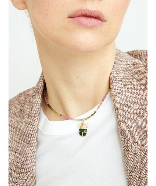 TOURMALINE AND JASPER SCARAB NECKLACE Comparez plus de prix