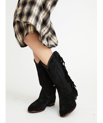 BOTTES SANTIAG FRINGE EN SUEDE BLACK Economisez 