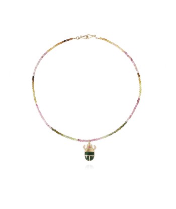 TOURMALINE AND JASPER SCARAB NECKLACE Comparez plus de prix