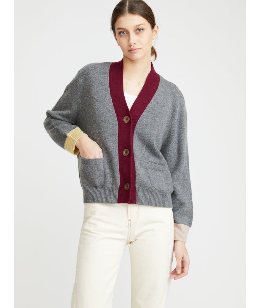 CARDIGAN LOU GRIS-BORDEAUX les ctes