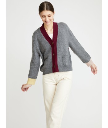 CARDIGAN LOU GRIS-BORDEAUX les ctes