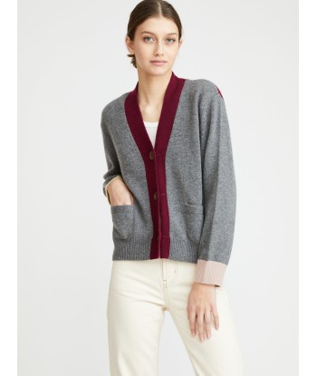 CARDIGAN LOU GRIS-BORDEAUX les ctes