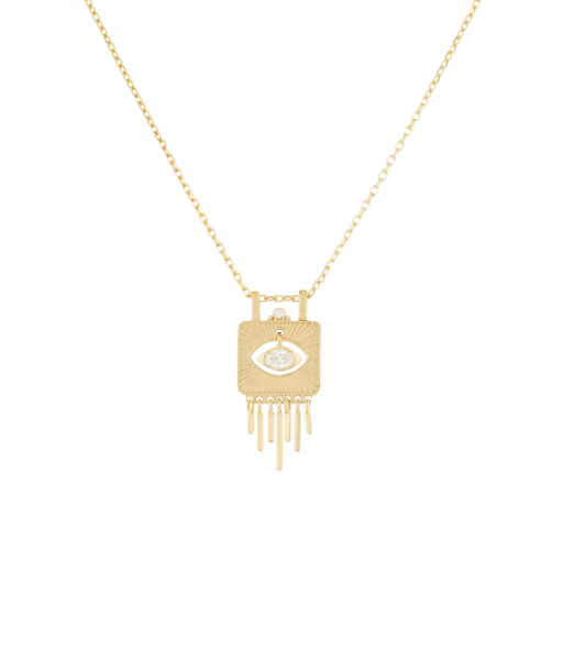 COLLIER PLATE OEIL DE DIAMANT ET FRINGE D'OR store