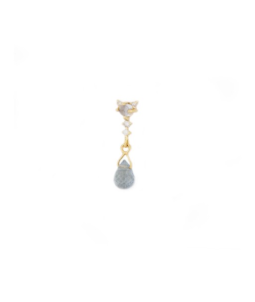 BOUCLE D'OREILLE SAPHIR BLEU GRIS, PIERRE DE LUNE ET DIAMANTS Le MVP de beaucoup