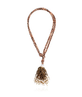 COLLIER POMPOM TIGER EYE français