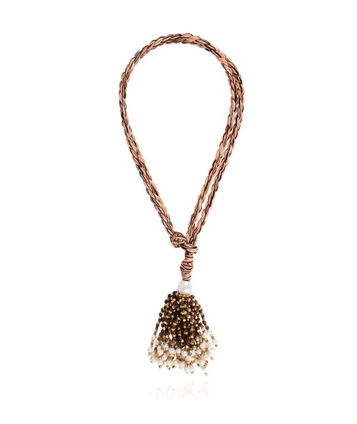 COLLIER POMPOM TIGER EYE français