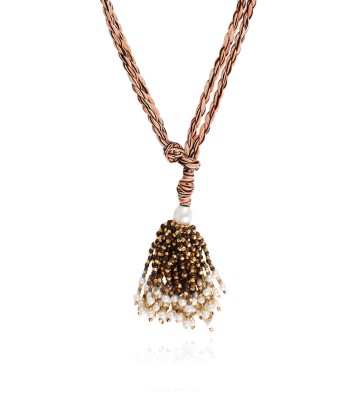 COLLIER POMPOM TIGER EYE français