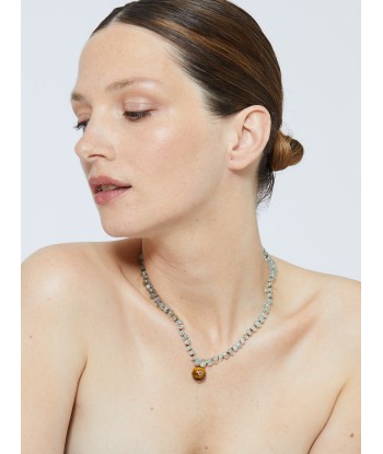 AQUAMARINE AND TIGER'S EYE PEARL NECKLACE votre