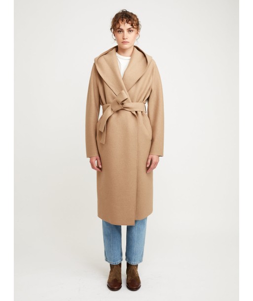 MANTEAU HOODED WRAP PRESSED TAN de technologie