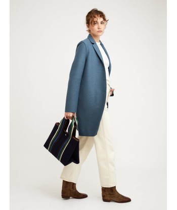 MANTEAU COCOON PRESSED STEEL BLUE pas chere