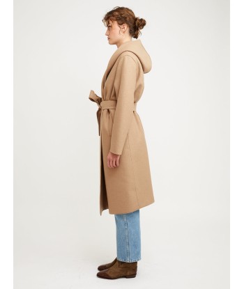 MANTEAU HOODED WRAP PRESSED TAN de technologie